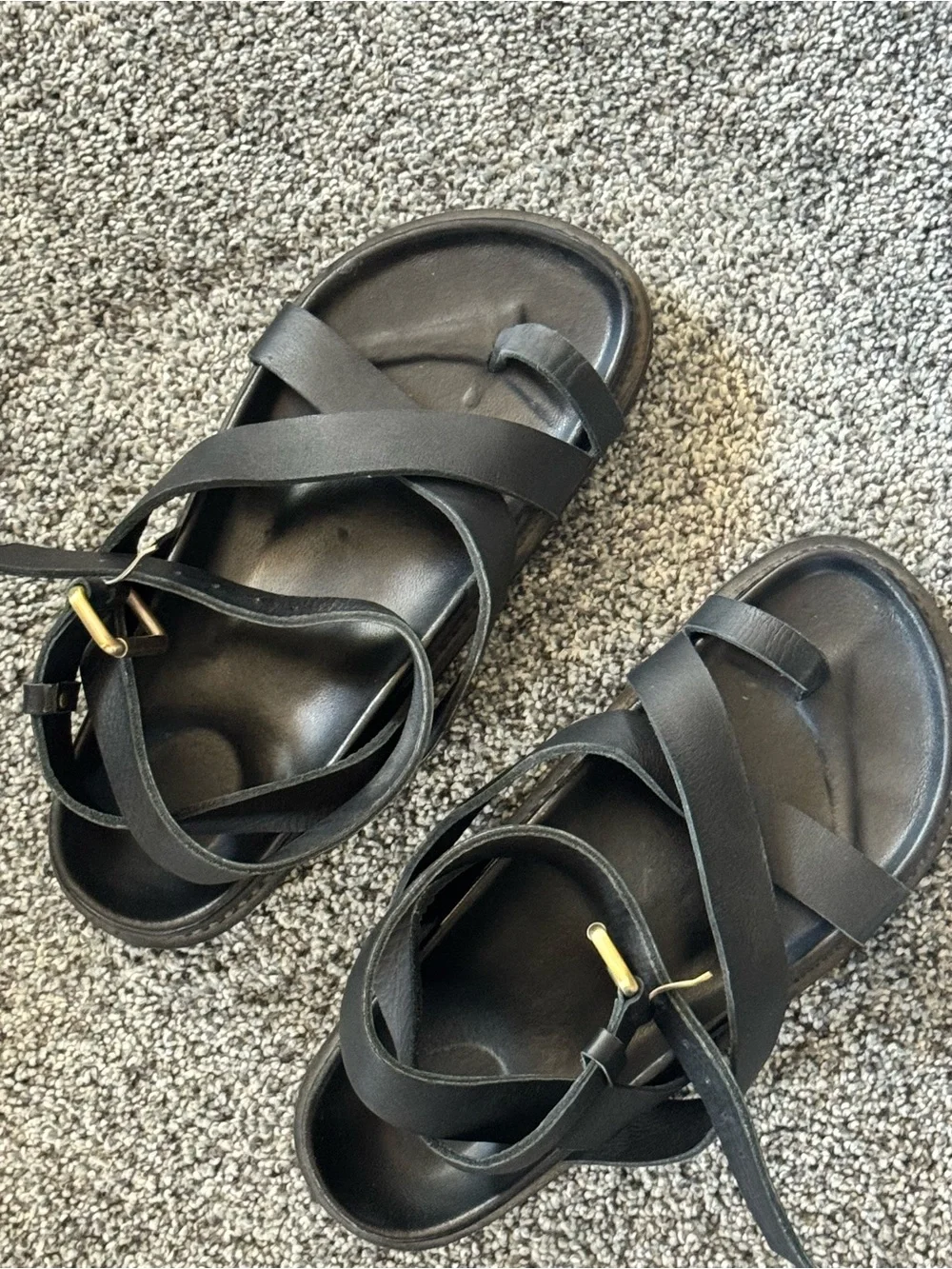 Black Strappy Leather Sandals - Liberte Bronte